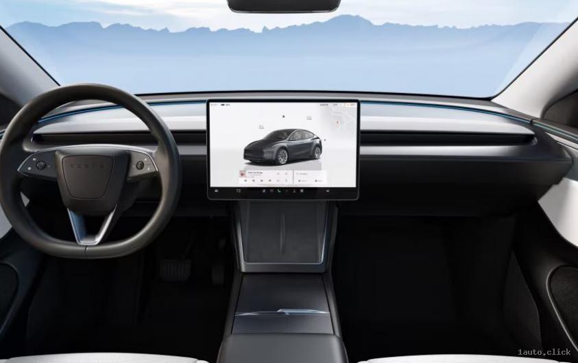 Noul interior fără butoane fizice Tesla Model Y 2026